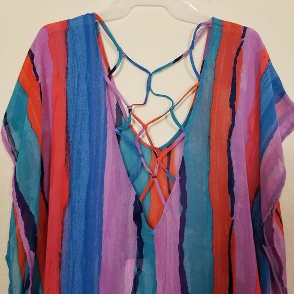 Cover Up Swim Kaftan Vertical Striped Coverup NEW - Picture 9 of 15